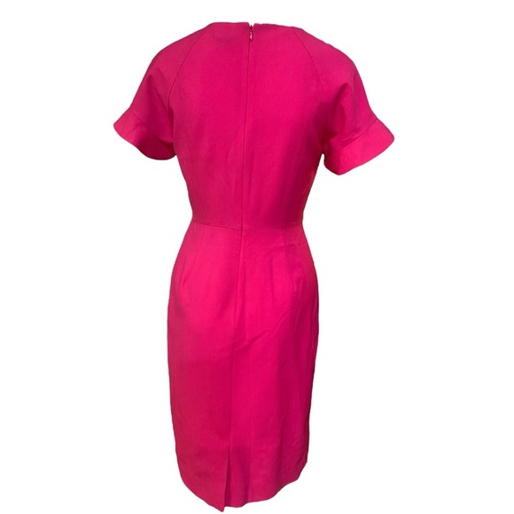 JCrew Ruffle-Sleeve Sheath Dress Italian Stretch Wool Pink G3959 Year Round Wear - Picture 5 of 10